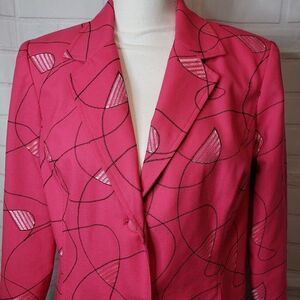 Vintage Requirements Pink Notched Collar Blazer womens 12 L large Work Office